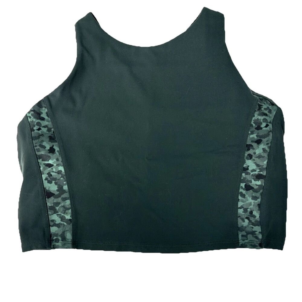 Athleta Leggings/Crop Tank Top Set Green Camo Stripe Salutation Stash 1X XL D-DD - Picture 10 of 16